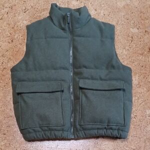 BoohooMan Men's Faux Suede Funnel Neck Green Oversize Vest Size L